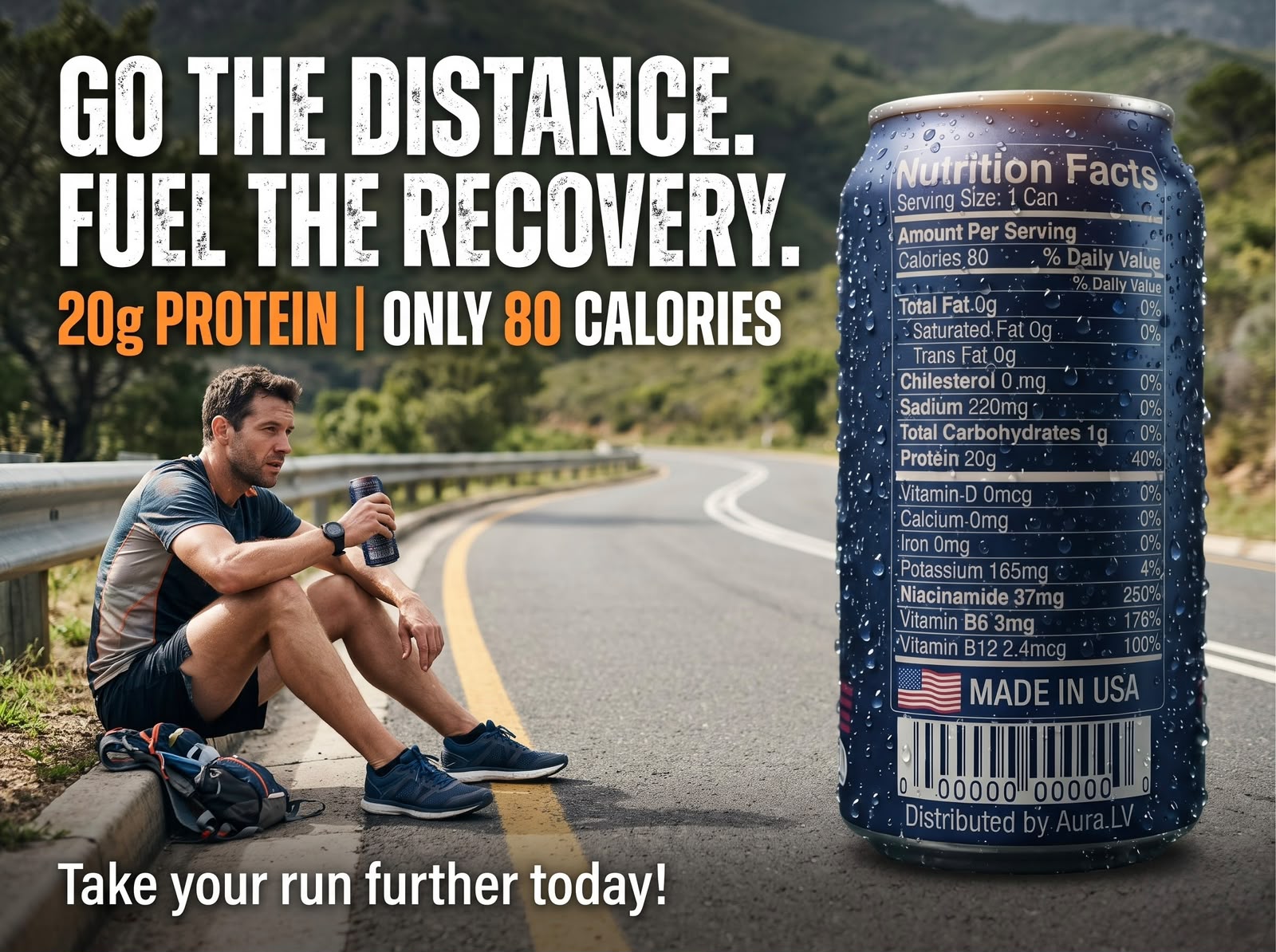 Runner on the road with AURA.LV — Go the distance